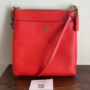New MSRP$199 Coach Leather Crossbody Messenger Red Bag